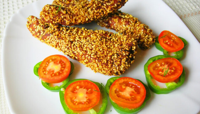 Куриное филе в кунжутной корочке