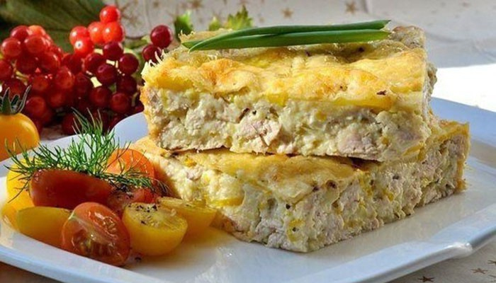 Запеканка из кабачков с курицей